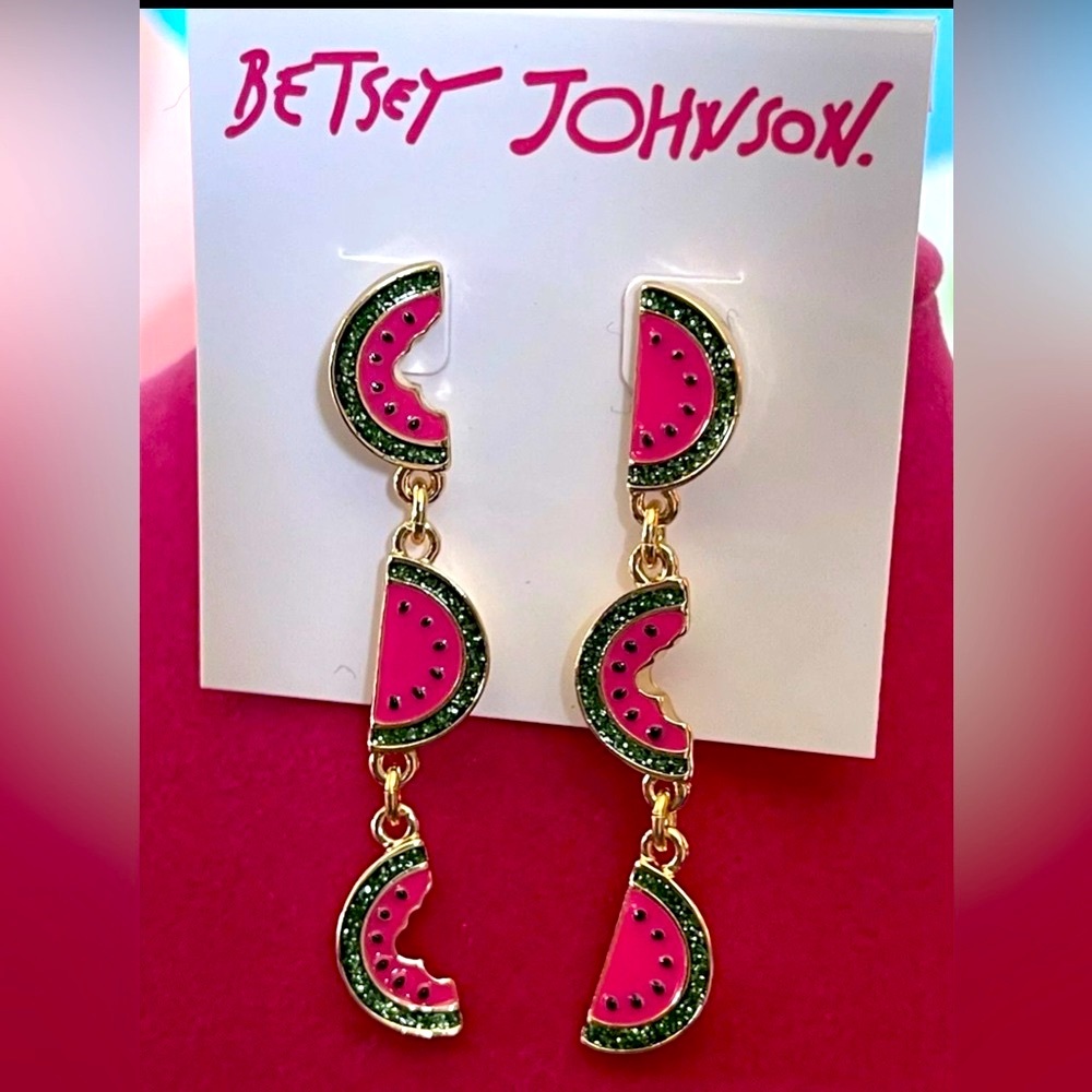 Betsey Johnson Pic Nic Mismatched Watermelon Earrings NWT.